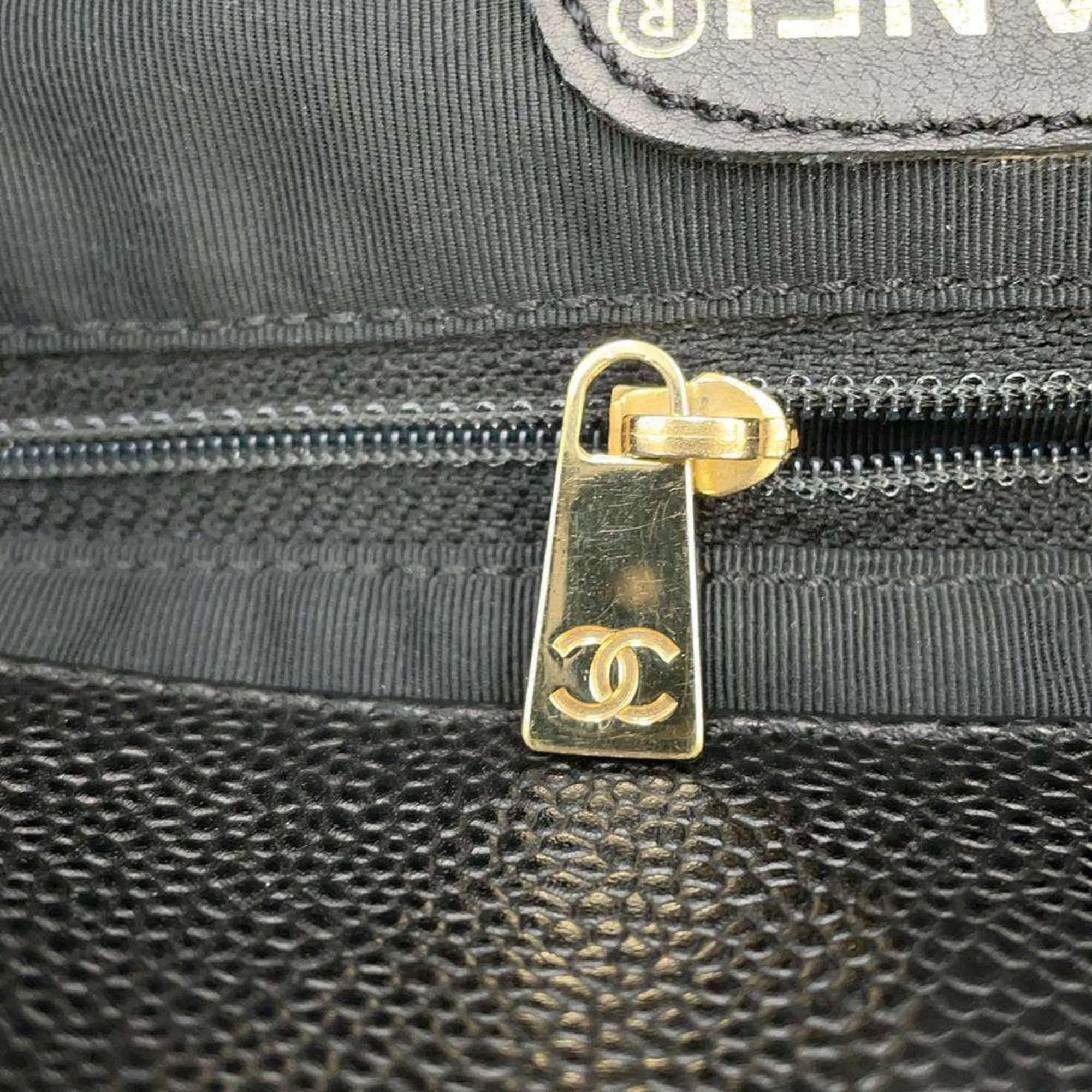 Chanel Tote Bag Coco Mark Wood Grain Plastic Chain A14202 CHANEL Black Shoulder