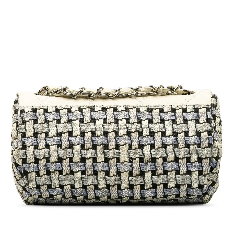 Chanel Tweed and Calfskin Single Flap Bag Leather Shoulder Bag in Good condition