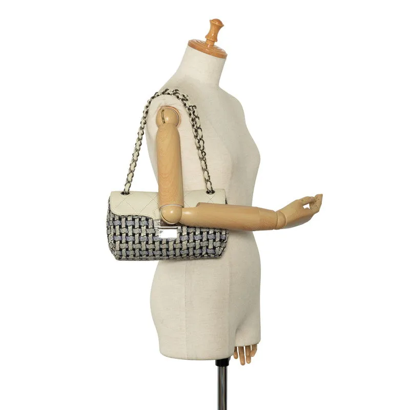 Chanel Tweed and Calfskin Single Flap Bag Leather Shoulder Bag in Good condition