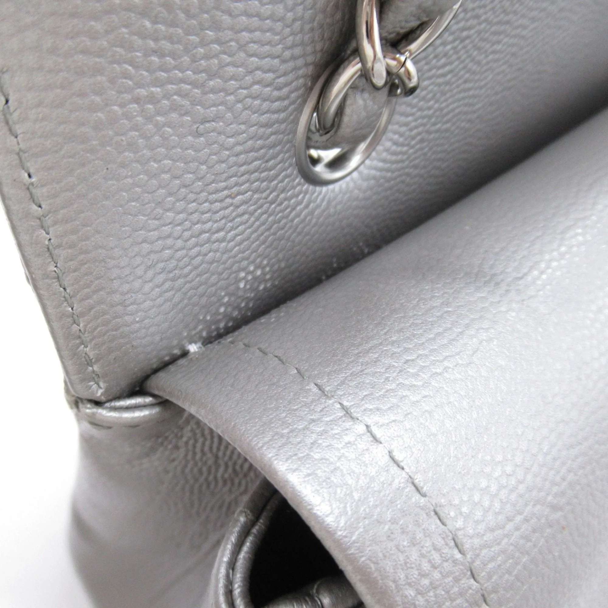 CHANEL V-stitched ChainShoulder Silver Caviar Skin (Grained Calf)