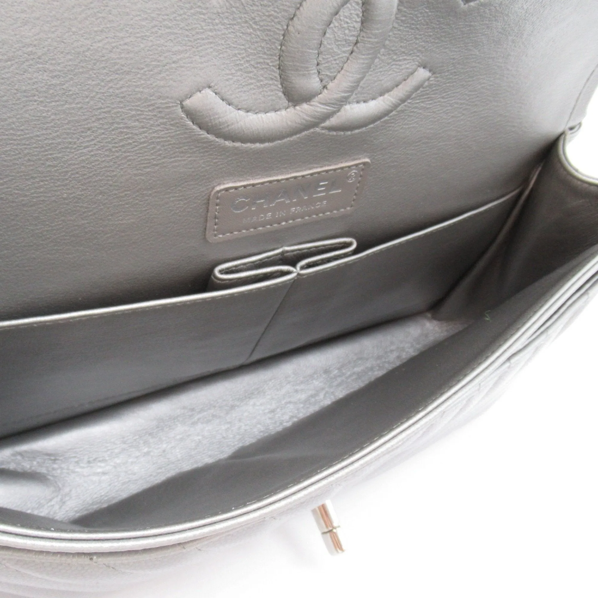 CHANEL V-stitched ChainShoulder Silver Caviar Skin (Grained Calf)
