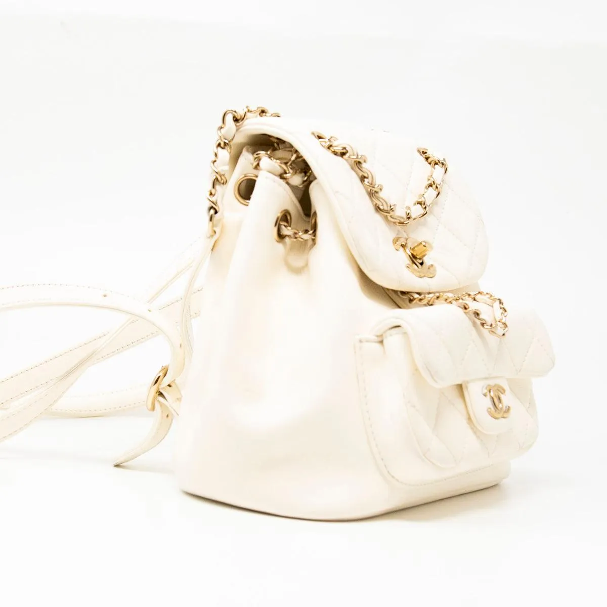 Chanel White Lambskin Duma Backpack