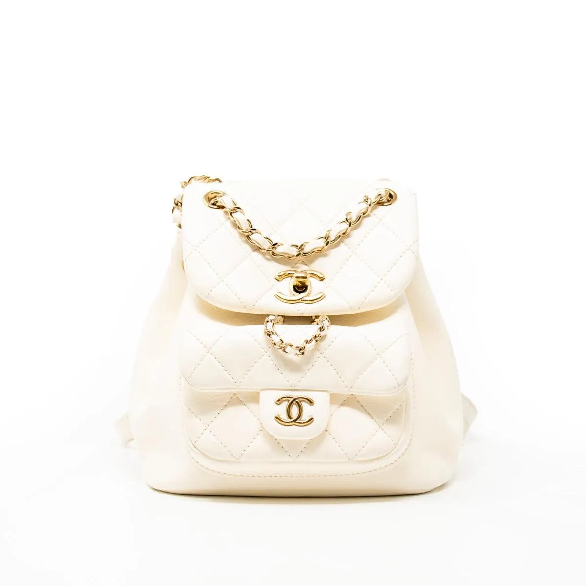 Chanel White Lambskin Duma Backpack