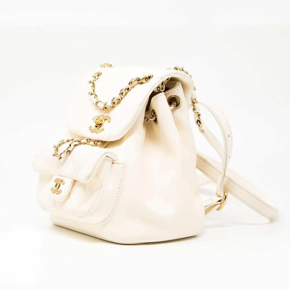 Chanel White Lambskin Duma Backpack