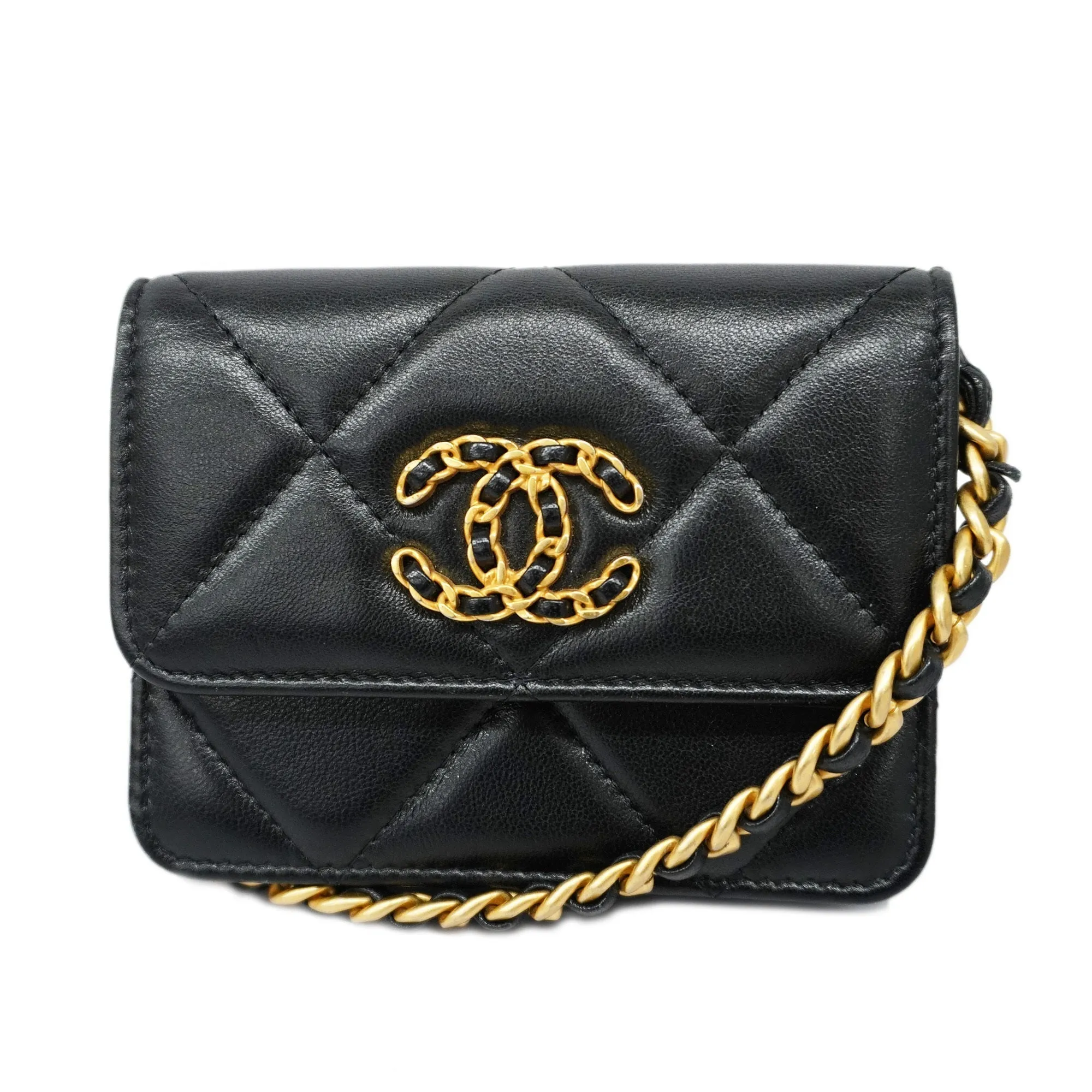 ChanelAuth  Matelasse Chain Shoulder Women's Leather Shoulder Bag Black