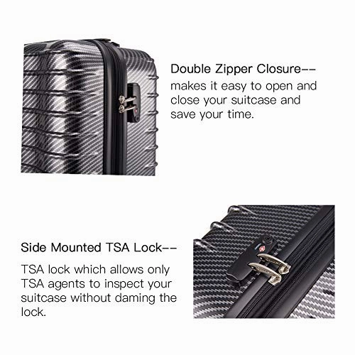 Chariot Luggage Light Weight PC ABS Spinner Suitcase 20inch TSA Lock Available Gray