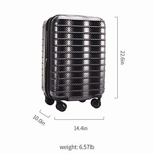 Chariot Luggage Light Weight PC ABS Spinner Suitcase 20inch TSA Lock Available Gray