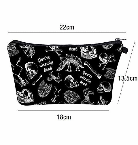 Chris.W Bone Makeup Bag Toiletry Pouch Waterproof Cosmetic Organizer with Zipper Clouser, Black