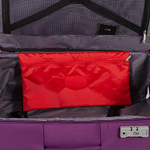 Cloe Checked Medium 24 inch Water-Resistant Luggage with 360-spinner wheels in Purple Color