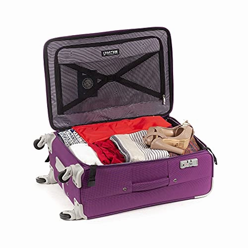 Cloe Checked Medium 24 inch Water-Resistant Luggage with 360-spinner wheels in Purple Color