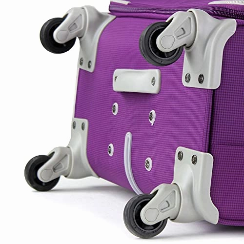 Cloe Checked Medium 24 inch Water-Resistant Luggage with 360-spinner wheels in Purple Color