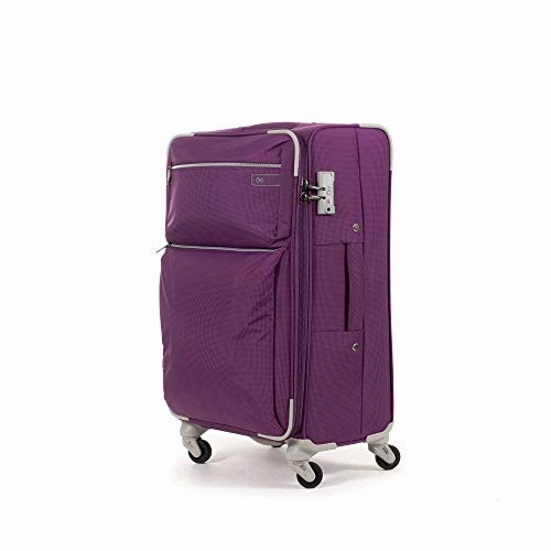 Cloe Checked Medium 24 inch Water-Resistant Luggage with 360-spinner wheels in Purple Color