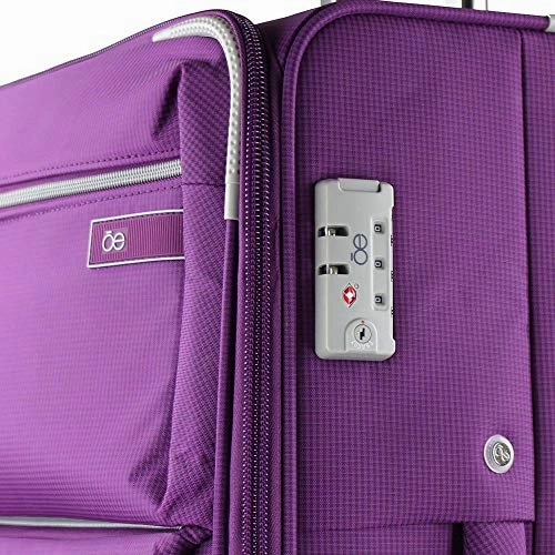 Cloe Checked Medium 24 inch Water-Resistant Luggage with 360-spinner wheels in Purple Color