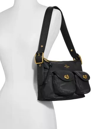 Coach Nylon Vintage Rose Print Interior Cargo Shoulder Bag