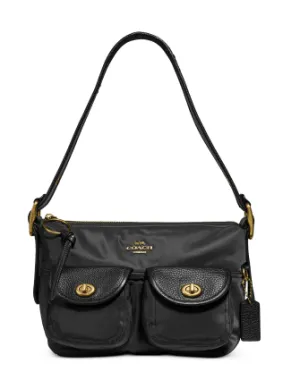 Coach Nylon Vintage Rose Print Interior Cargo Shoulder Bag