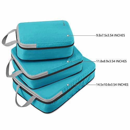 Compression Packing Cubes, Gonex Travel Organizers Upgraded 3PCS L M S(Blue)