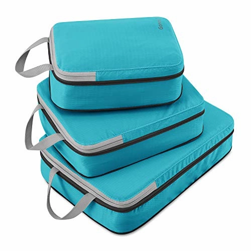 Compression Packing Cubes, Gonex Travel Organizers Upgraded 3PCS L M S(Blue)