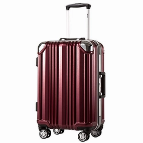 Coolife Luggage Aluminium Frame Suitcase with TSA Lock 100% PC (L(28in), Wine red)