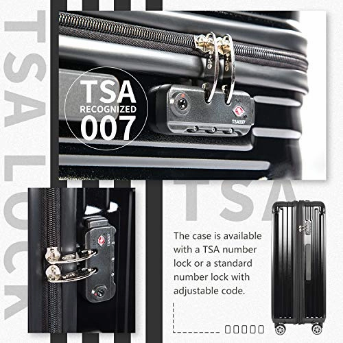 COOLIFE Luggage Expandable Suitcase PC ABS 3 Piece Set with TSA Lock Spinner Carry on 20in24in28in(Black, 3 piece set)