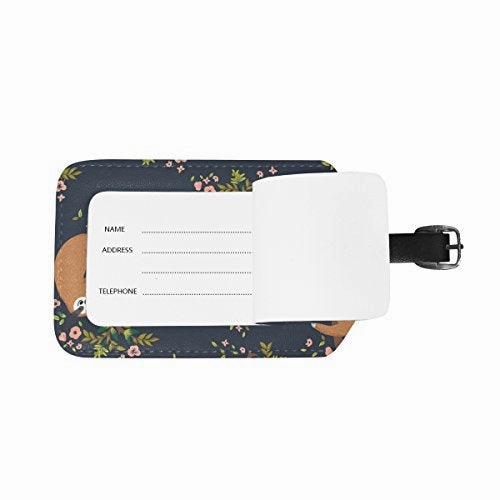 Cooper Girl Funny Sloth Luggage Tag Travel Id Label Leather For Baggage Suitcase