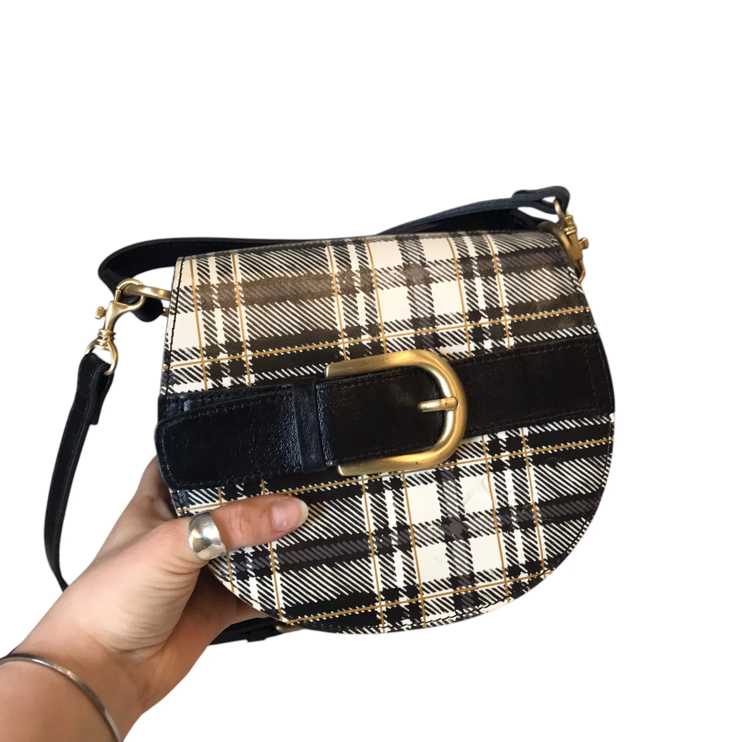 Crossbody Designer By Patricia Nash In Plaid Pattern, Size:Small
