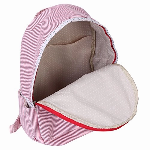 Damara Laces Button Flap Pouch Traveling Bag Backpack,Red