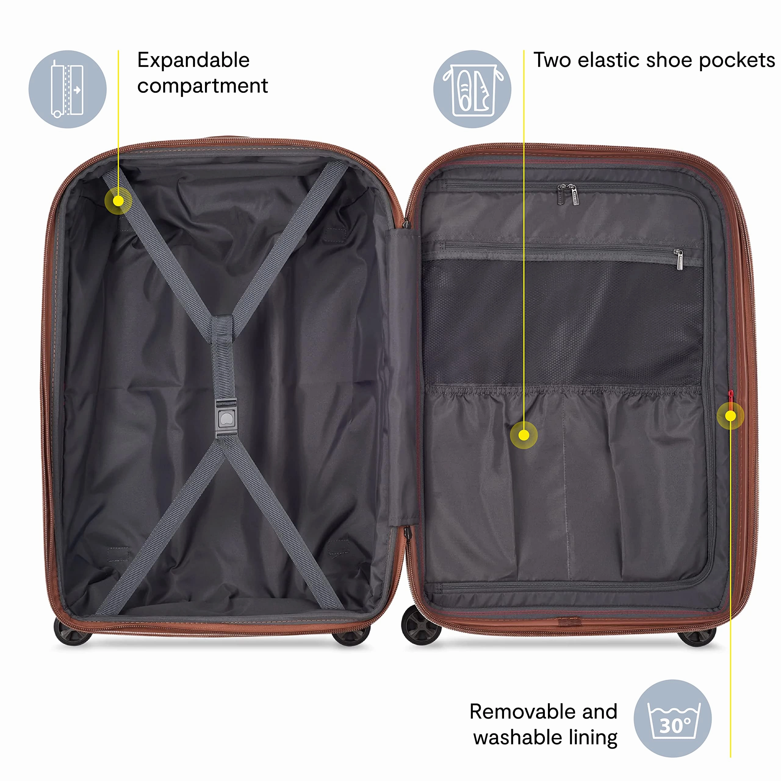 DELSEY Paris Carrousel Hardside Expandable Medium Check In Luggage with Spinner Wheels