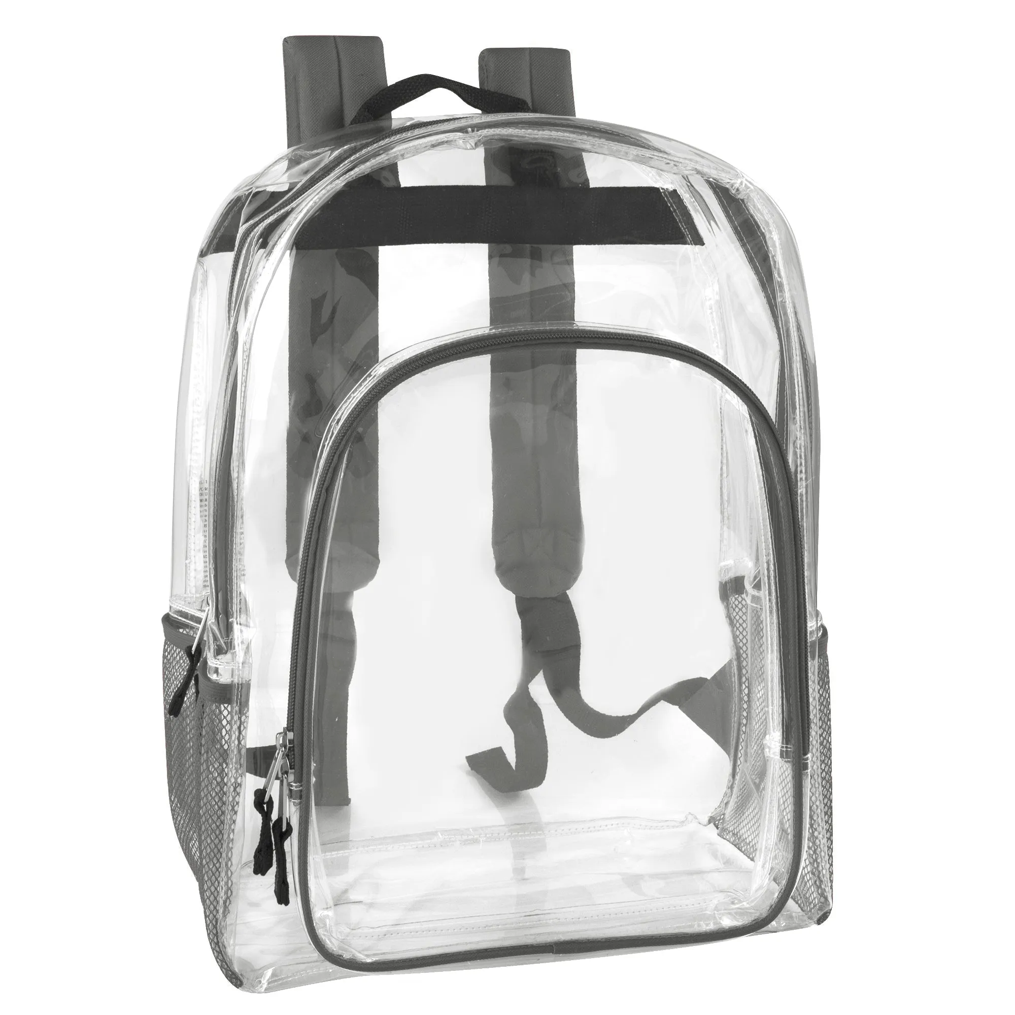 Deluxe 17 Inch Clear Backpack with Side Pockets