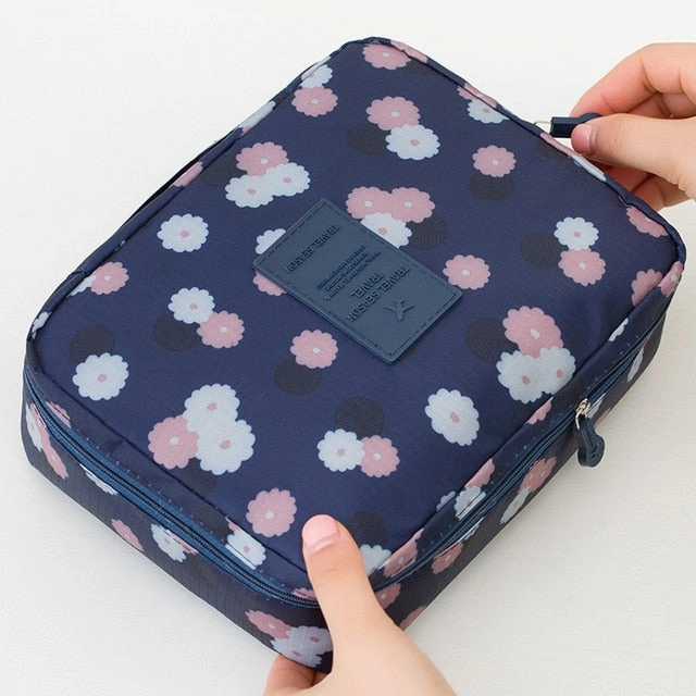 Dinmiwellwomen Makeup Bag Cosmetic Bag Case Make Up Organizer Toiletry Storage  Rushed Floral Nylon