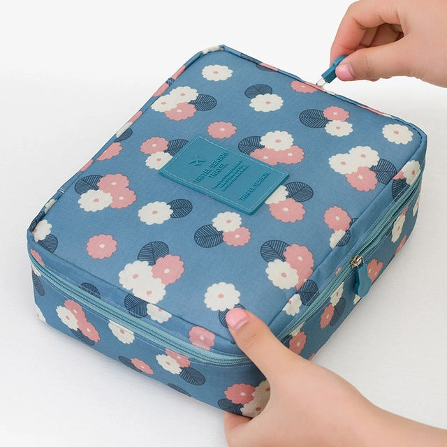 Dinmiwellwomen Makeup Bag Cosmetic Bag Case Make Up Organizer Toiletry Storage  Rushed Floral Nylon