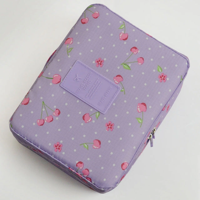 Dinmiwellwomen Makeup Bag Cosmetic Bag Case Make Up Organizer Toiletry Storage  Rushed Floral Nylon