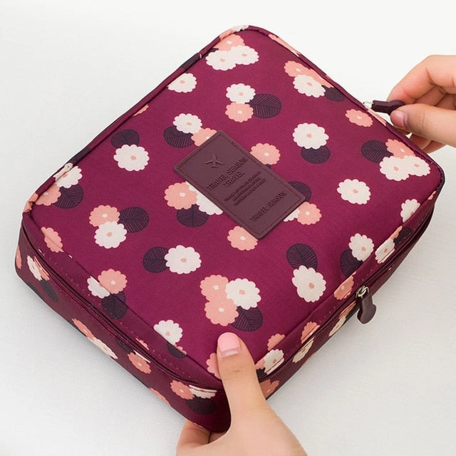 Dinmiwellwomen Makeup Bag Cosmetic Bag Case Make Up Organizer Toiletry Storage  Rushed Floral Nylon