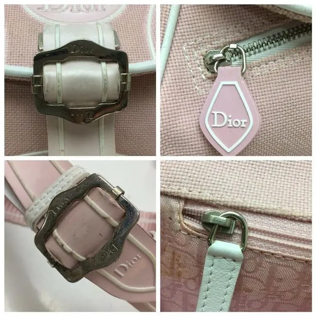 Dior Cross Body Or Shoulder Style Pink And Pink And White Trotter Logo Print Canvas And Pink And Whi