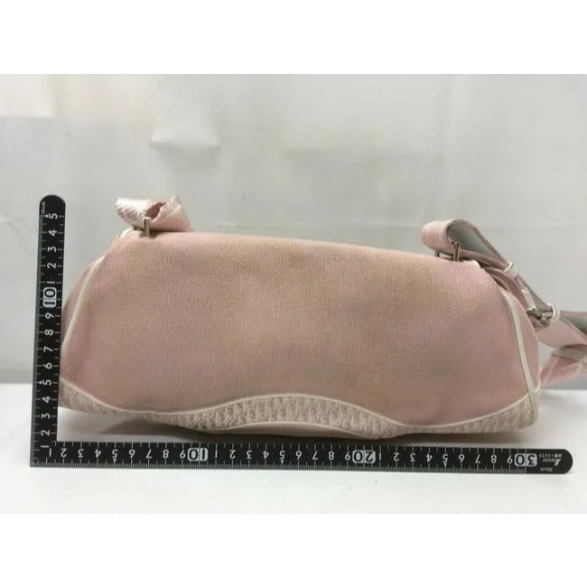 Dior Cross Body Or Shoulder Style Pink And Pink And White Trotter Logo Print Canvas And Pink And Whi