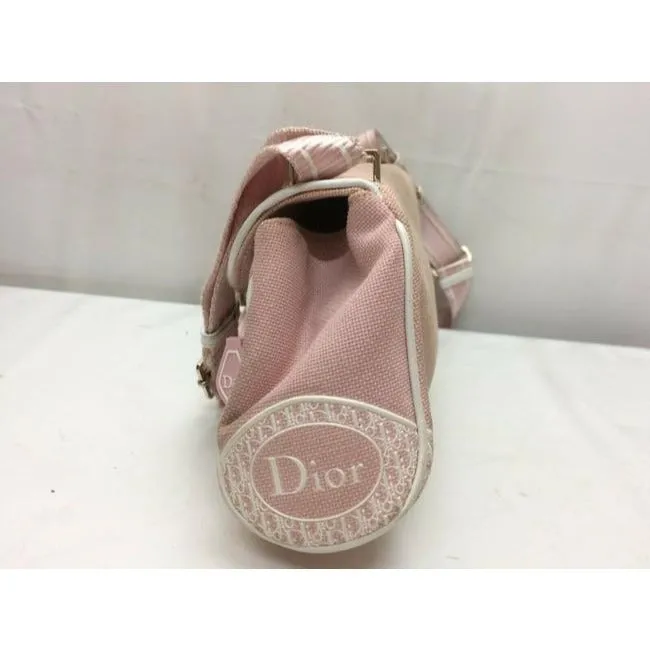 Dior Cross Body Or Shoulder Style Pink And Pink And White Trotter Logo Print Canvas And Pink And Whi