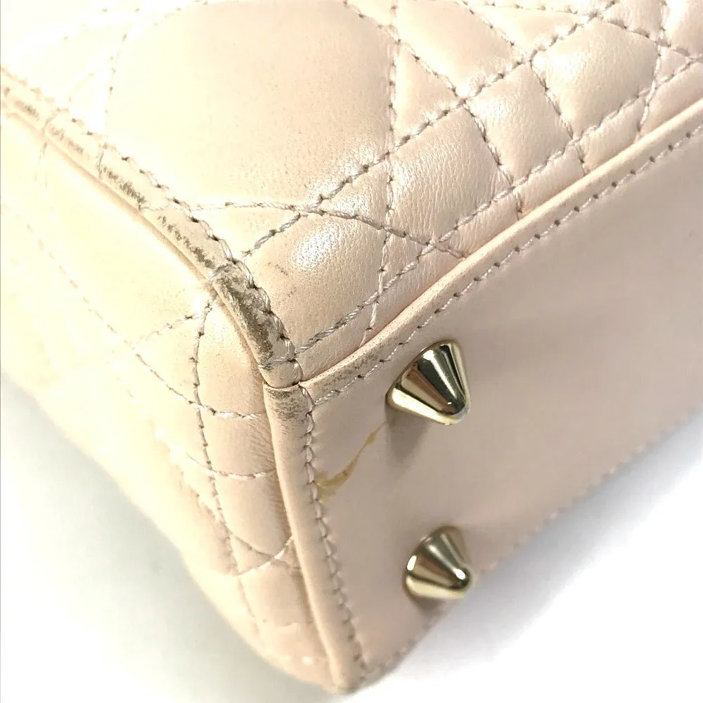 Dior Handbag leather beige Shoulder Bag Crossbody bag Lady Dior Women Used
