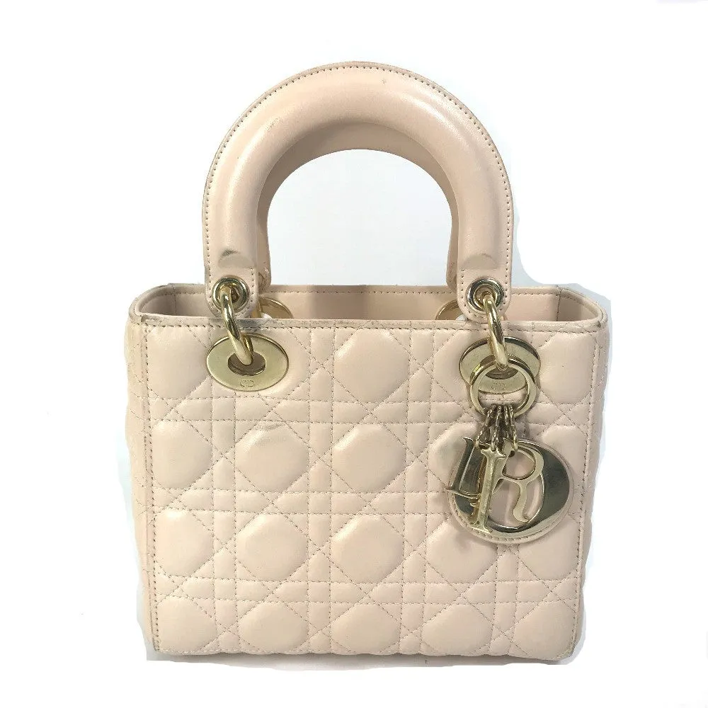 Dior Handbag leather beige Shoulder Bag Crossbody bag Lady Dior Women Used
