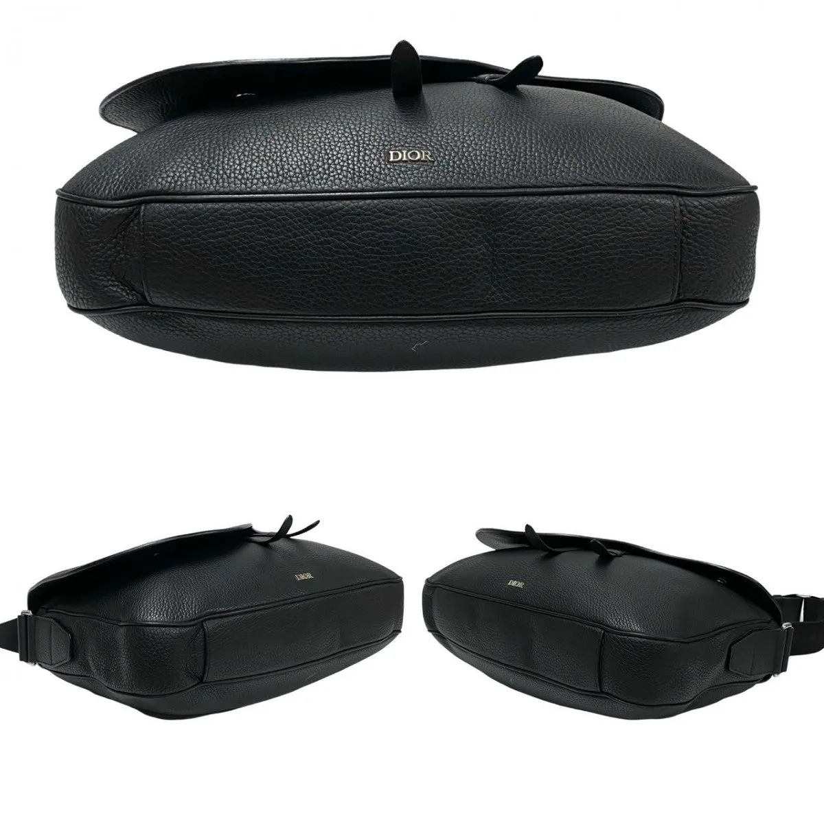 Dior Shoulder Bag leather black logo Saddle Messenger mens Used