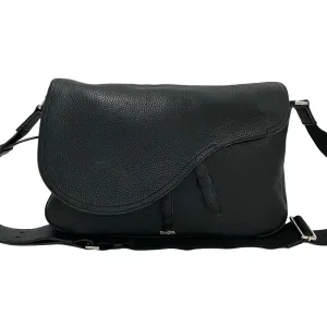 Dior Shoulder Bag leather black logo Saddle Messenger mens Used