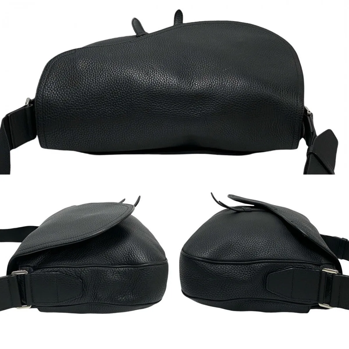 Dior Shoulder Bag leather black logo Saddle Messenger mens Used