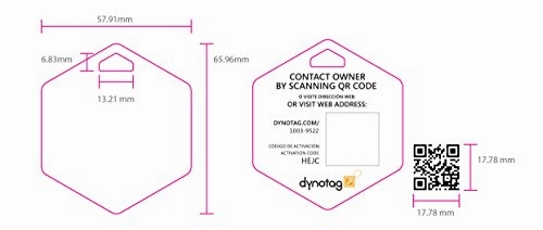 Dynotag Web/Gps Enabled Qr Smart Deluxe Steel Luggage Tag & Braided Steel Loop - Hexagon