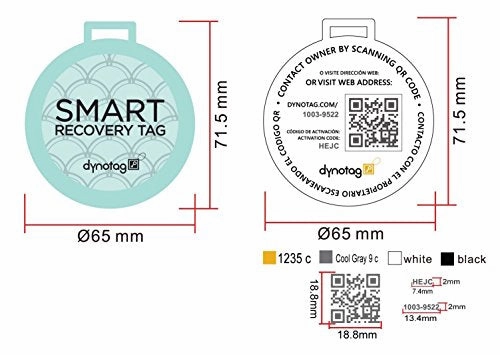Dynotag Web/Gps Enabled Qr Smart Deluxe Steel Luggage Tag & Braided Steel Loop (Turquoise)