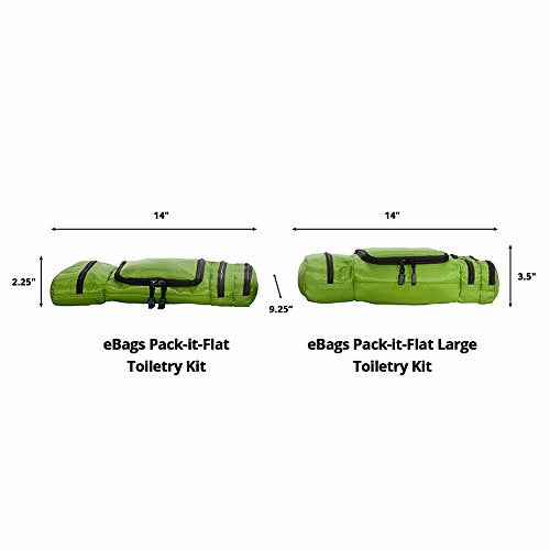 eBags Pack-it-Flat Hanging Toiletry Kit for Travel - (Grasshopper)