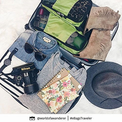 eBags Packing Cubes for Travel - 3pc Set - (Blue Dots Anyone?)