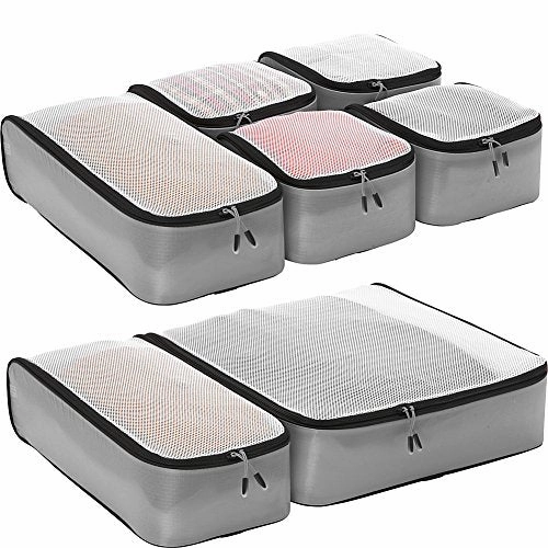 eBags Ultralight Travel Packing Cubes - Lightweight - Ultimate Packer Organizers - 7pc Set - (Grey)
