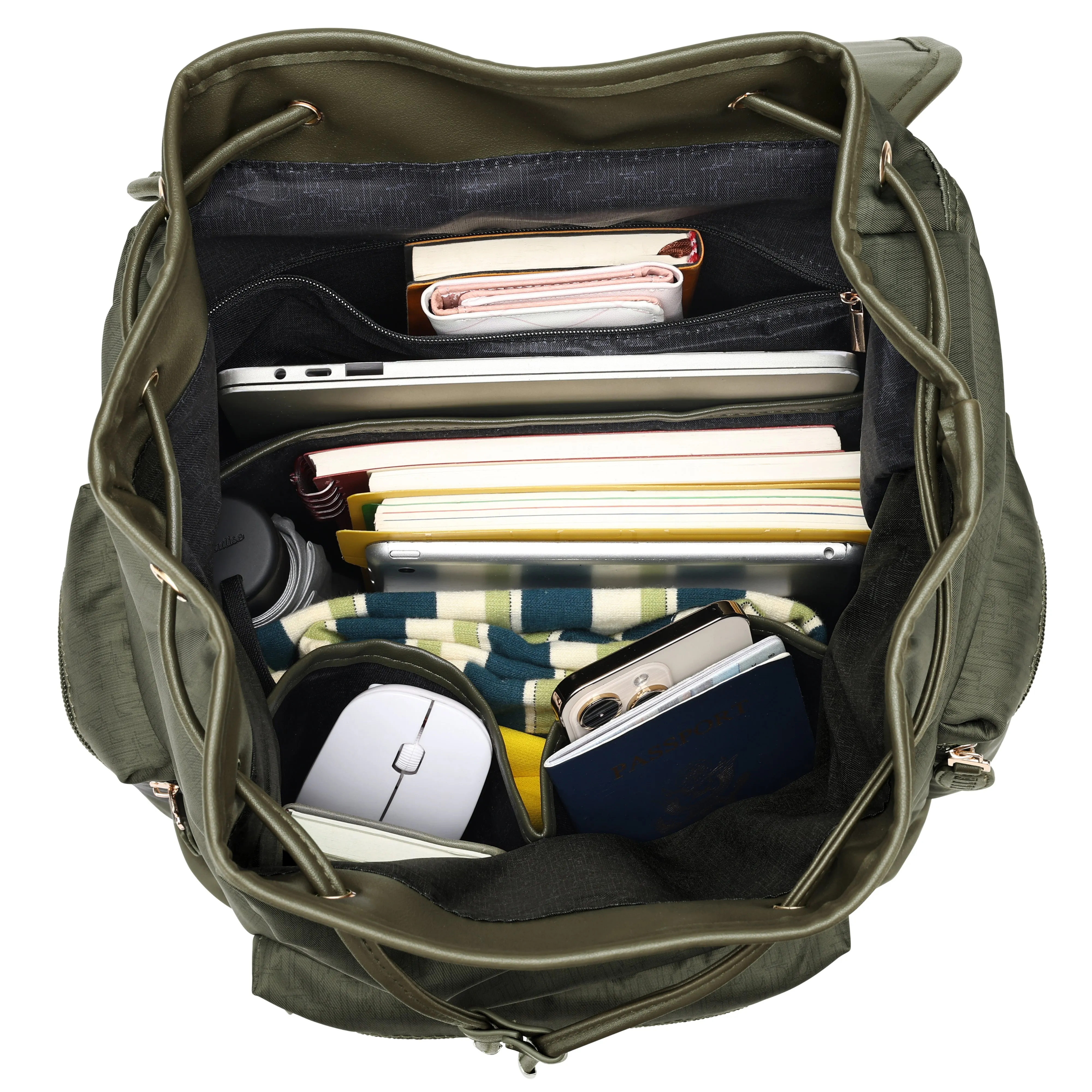 ELLE Wayfarer 23L Monogram Travel Backpack | Olive Green