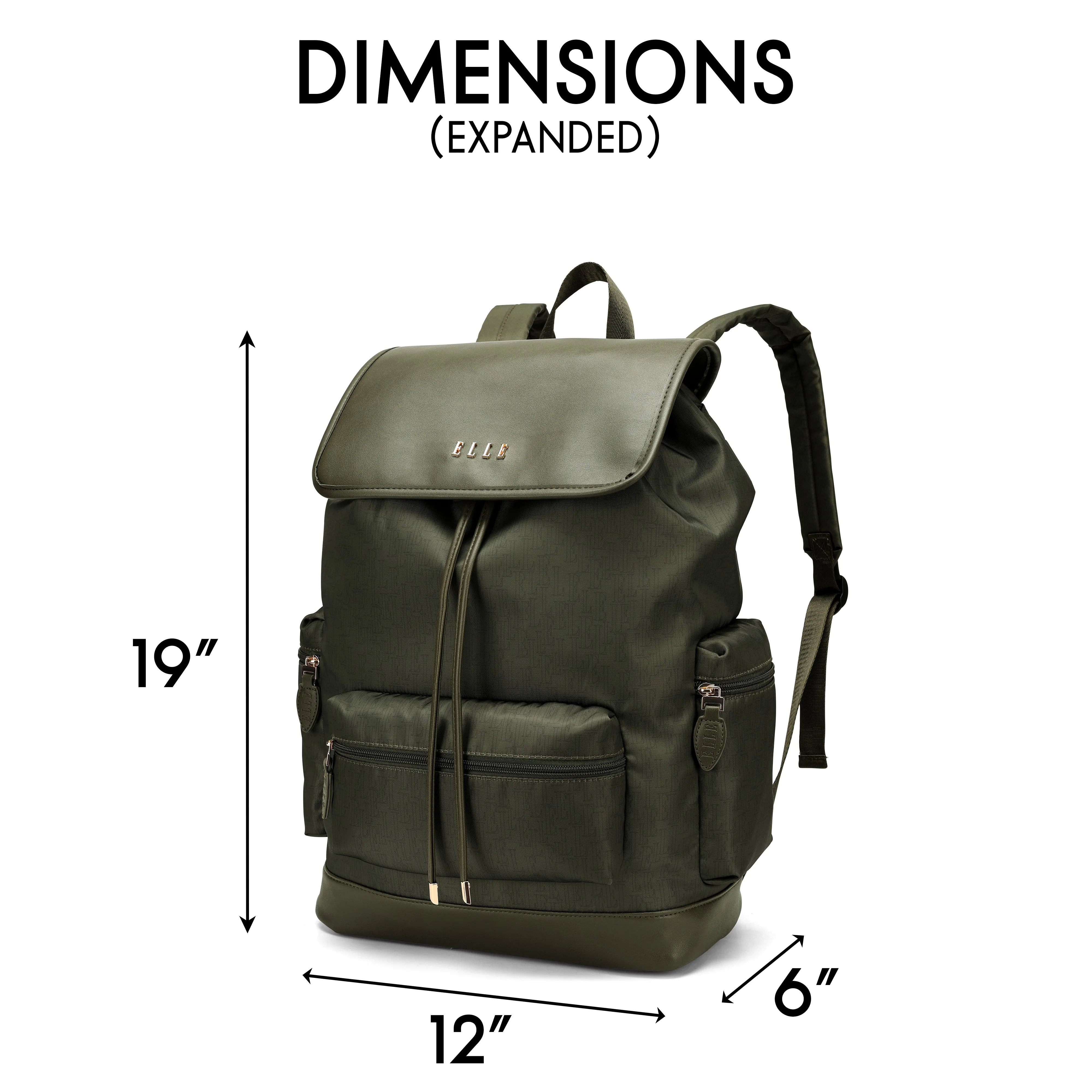 ELLE Wayfarer 23L Monogram Travel Backpack | Olive Green