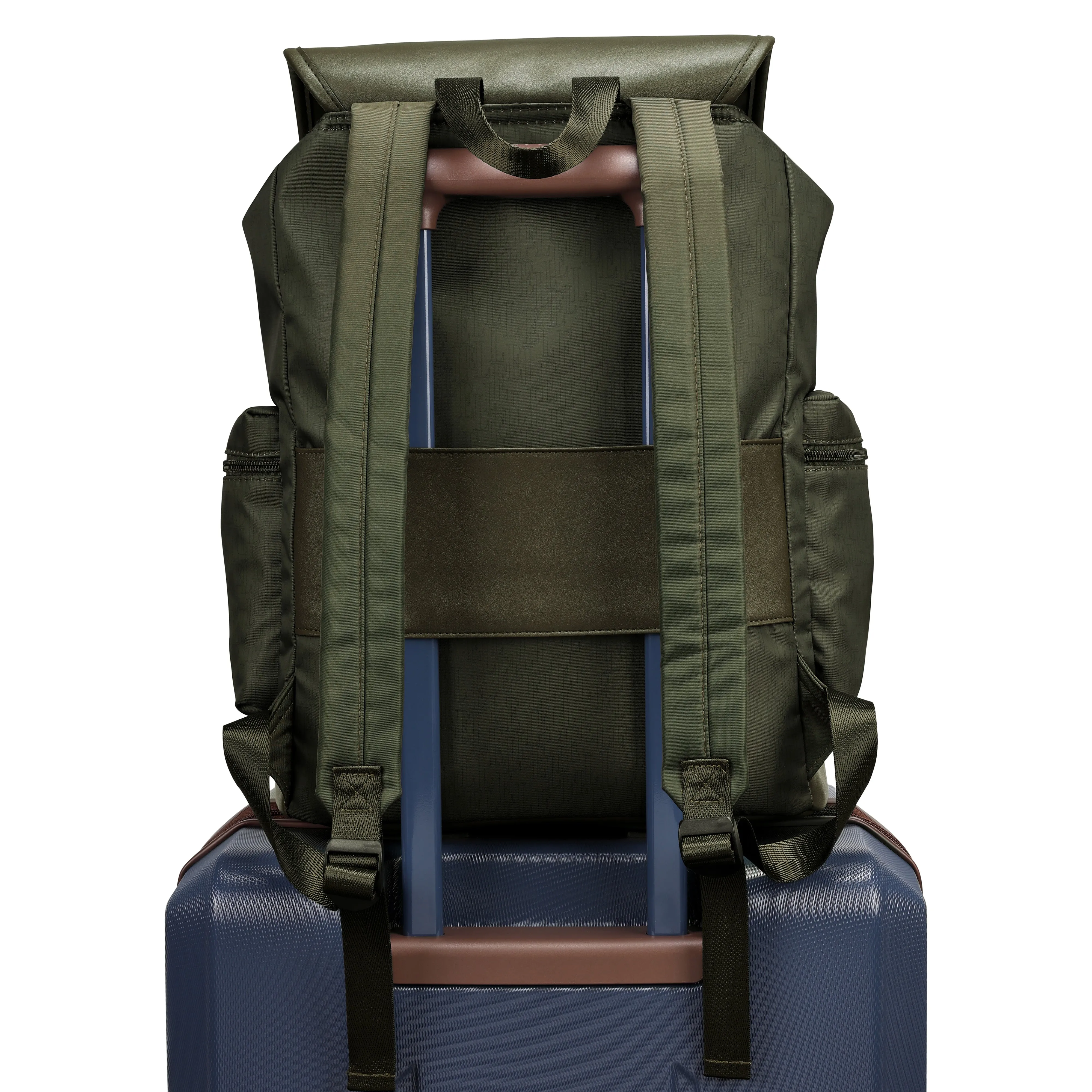 ELLE Wayfarer 23L Monogram Travel Backpack | Olive Green