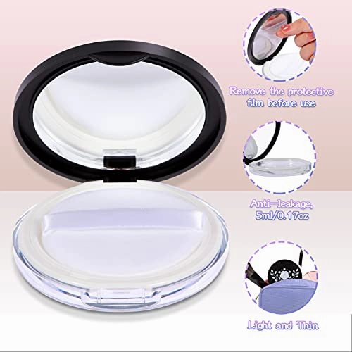 Empty Face Powder Compact with Puff-C.RAN Fire 0.17 oz Portable Powder Puff and Container , Travel Powder Container with Mirror and Elasticated Net Sifter (2pcs,black)