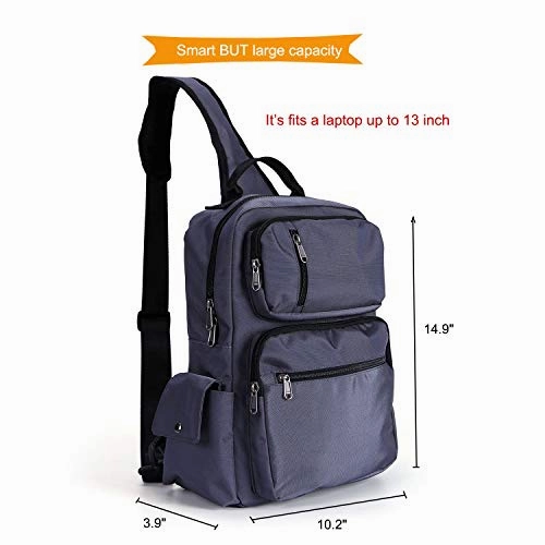 ESVAN Floral Sling Bag Shoulder Backpack Travel Rucksack Cross Body Messenger Bag Unisex (Z Gray)